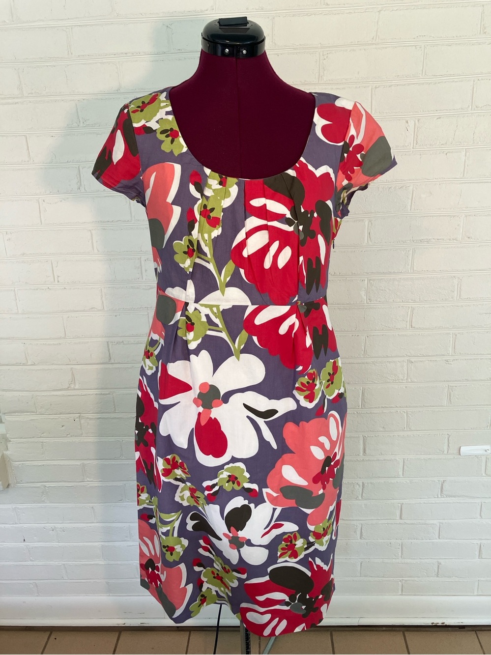 Boden Floral Print Cotton Sheath Dress UK 12L (US 8L)